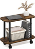2-Tier Furinno Turn-N-Tube Side Table, Oval Sofa End Table with Wheels, Toolless Assembly Night Stand, Bedside Table