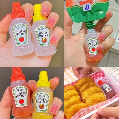 8 Bottles,25ml Niurewan Pcs Mini Ketchup Condiment Squeeze Bottle,Plastic Portable Containers Bottle
