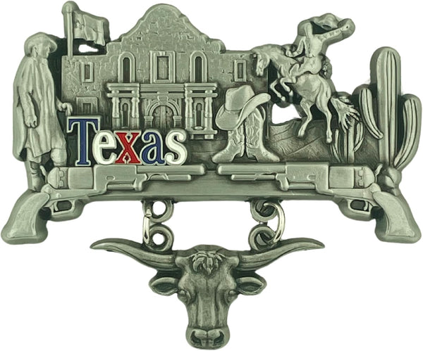 Rustic Texas Longhorn Refrigerator Magnet - Vintage Design, 3 by 3 Inches Magnetic Souvenir Gift