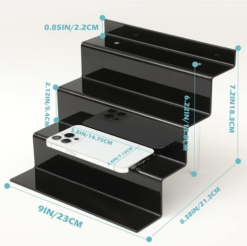 Display,4 (2Pack 9x6'') Acrylic Stands for Tier Black Cupcakes Perfumes Figurines Display Stand Risers Shelf