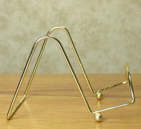 BANBERRY DESIGNS Brass Wire Easel Display Stand, 4 Inch Plate Holders - Set of 3 Pcs for Small Books, Pictures, Cards