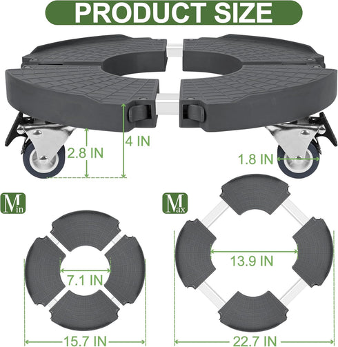 360 15-22 Inch 440lbs 1P ToLanbbt Plant Caddy Stand with Wheels Adjustable Rolling Plant Stand Heavy Duty Large Plant