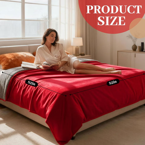 82'' 82'' 3-Layer 80oz(Red/Gray), Tisancy King Size Waterproof Blanket for Bed Couch, x Double Side Leakproof