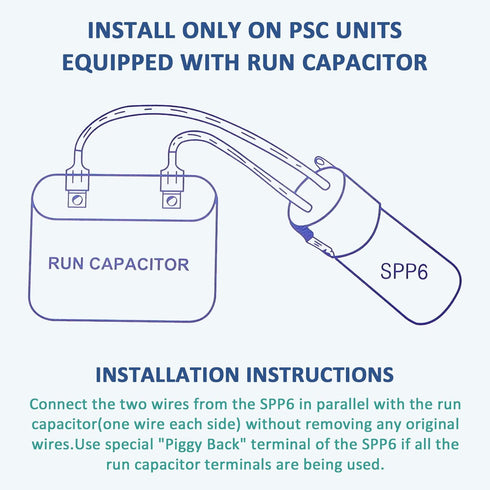 SPP6 Hard Start Kit for Air Conditioner, AC Hard Start Capacitor, Increases Starting Torque 500% for 4,000 to 120,000