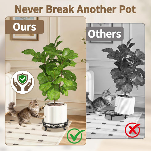 11 Inches 2 Pack LASZOLA Black Plant Stand for Single Large Outdoor Indoor Pot, Heavy Duty Metal Floor Fern Base