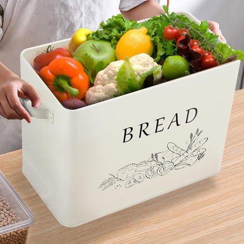 13.1 7.2 9.7 Countertop, TeamFar Bread Box with Wooden Lid, x x Bread Container Storage Holder for Family Farmhouse