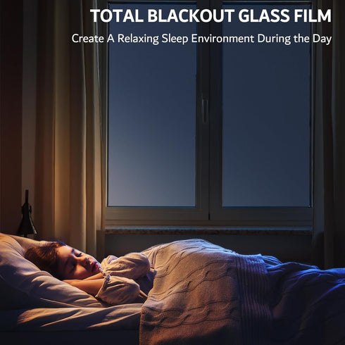 FEOMOS 100% Light Blocking White Total Blackout Window Film, Static Cling Room Darkening Cover 17.3x78.7 inches