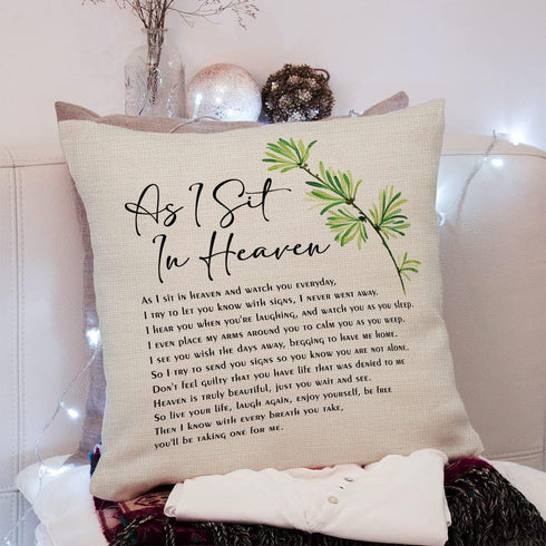 KongMoTree Bible Verse Throw Pillow Cover, As I Sit in Heaven Scripture Art for Living Room Decoration, 18x18 Inches