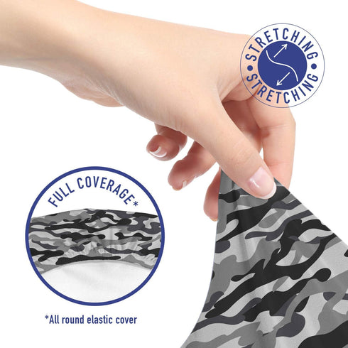 Lunarable Camo Office Chair Slipcover, Decorative Stretch and Washable Fabric Cover, Standard Size, Grey Dimgray Purple