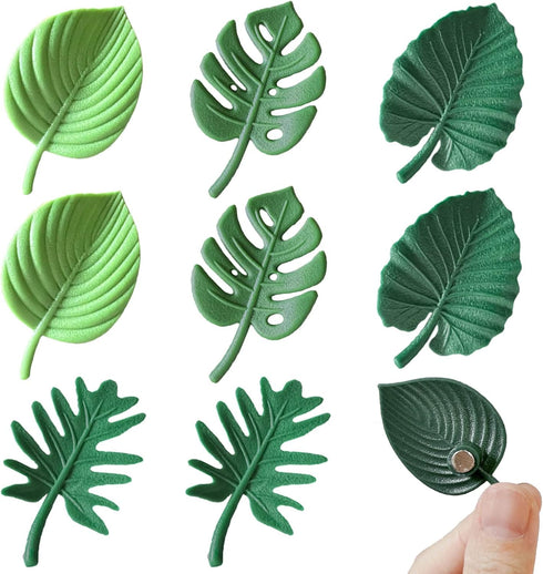 Plant Fridge Magnets, 8 Pcs Mini Tropical Leaves for Locker, Home Office Decor, 3D Monstera Refrigerator Magnets