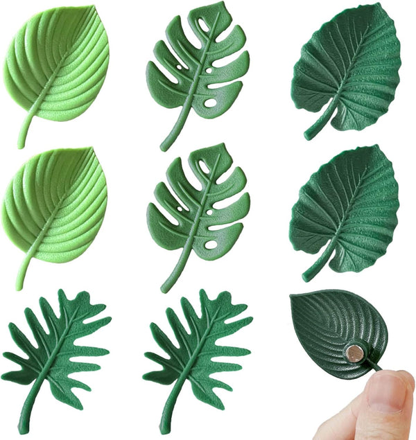 Plant Fridge Magnets, 8 Pcs Mini Tropical Leaves for Locker, Home Office Decor, 3D Monstera Refrigerator Magnets