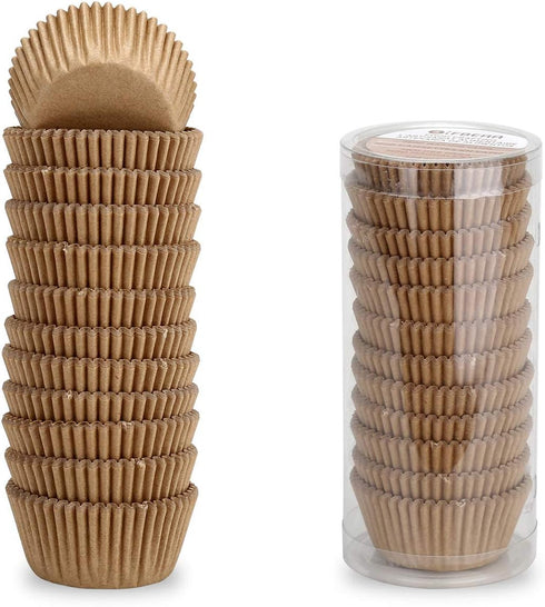 Gifbera Natural Mini Cupcake Liners, Odorless Greaseproof Paper Muffin Baking Cups, 300-Count, Natural Color