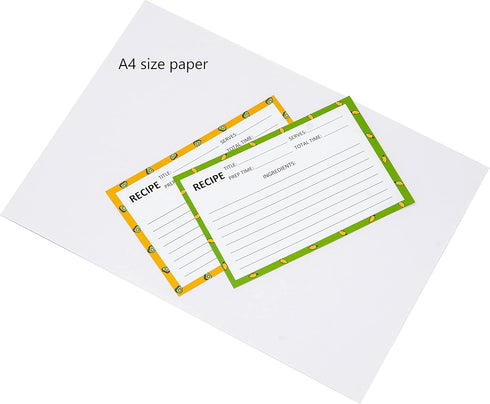 Recipe Cards 50 PCS 4x6 inch Double Sided Thick Card Stock - Original 5 Fruit Design for Recipe Binder or Box Gift