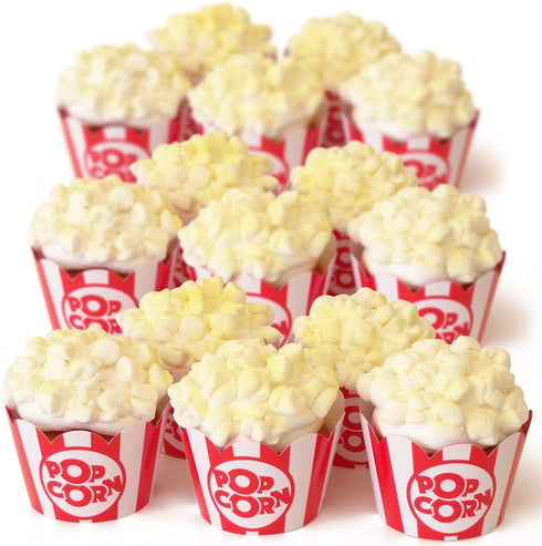 Popcorn Cupcake Wrappers, Red and White Striped, Set of 48 for Circus Party Supplies and Celebrations