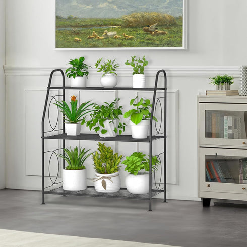 3 VyGrow Plant Stand, Tier Plant Shelf for Indoor Outdoor, Heavy Duty Metal Outdoor Plant Stand Holder Rack for Living