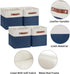 HNZIGE Fabric Cube Storage Bins, Set of 4, Closet Storage Bins for Organizing Home Office (White Blue)