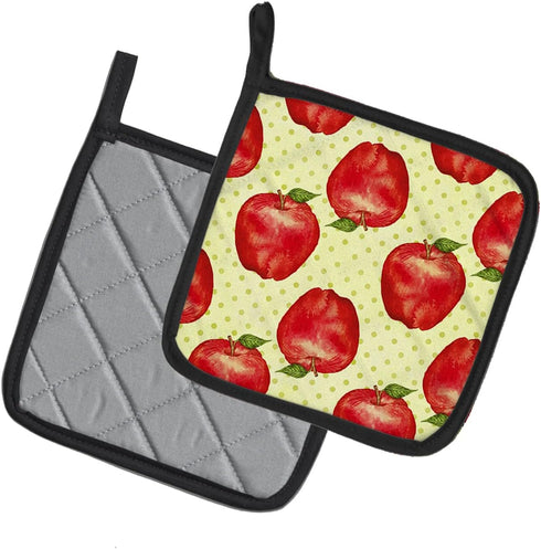 Caroline's Treasures BB7516PTHD Watercolor Apples and Polkadots Pot Holders - Heat Resistant Kitchen Set