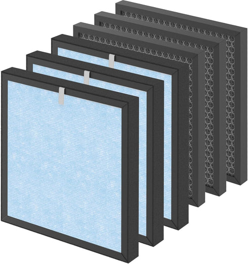 HSP001 True HEPA Filter Replacement for HATHA-SPACE Air Purifier, 4 in 2 H13 with Activated Carbon Pre-Filter, 3 Pack