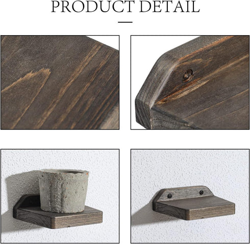 Set 2 5Inch Freezing point Small Floating Shelves for Wall of Natural Wood Small Mini Wall Shelf Decor Plant Display