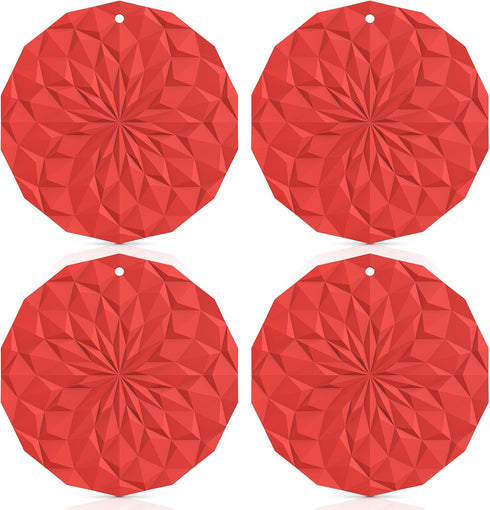 ME.FAN Silicone Trivet Mats, 4 Pack Heat Resistant Pot Holders, 7.4'' Thickened Hot Pads for Kitchen Counter