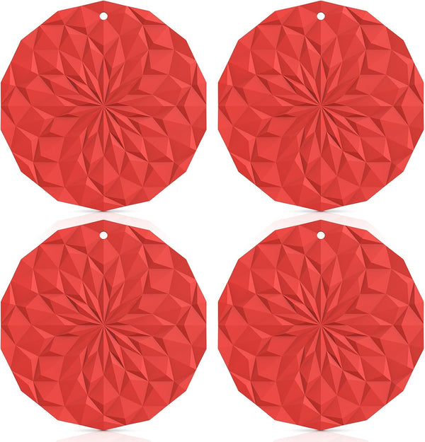 ME.FAN Silicone Trivet Mats, 4 Pack Heat Resistant Pot Holders, 7.4'' Thickened Hot Pads for Kitchen Counter