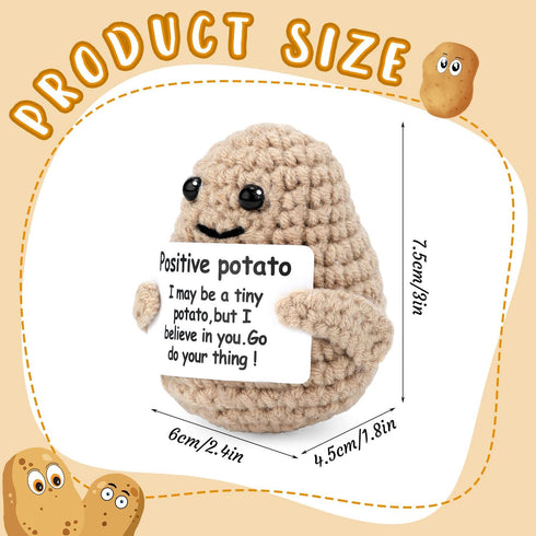 TOYMIS Mini Funny Knitted Wool Potato Toy with Positive Card - Creative Cute Crochet Doll Cheer Up Gift for Friends
