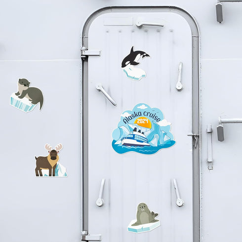 5PCS Cruise Door Magnet, Alaska Cruise Refrigerator Car Ship Magnetic Decal, Alaskan Themed Magnets for Decor