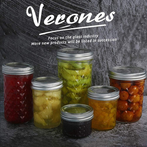 8OZ, 8 OZ 20 Pack,Extra 20 VERONES Mason Jars Canning Jars Jelly Jars with Regular Lids and Bands, Ideal for Jam