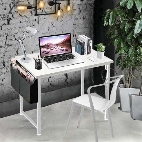 Lufeiya White Small Desk for Bedroom, Student Kids Study Writing Table for Home Office, 32 Inch Modern Mini Laptop PC