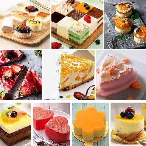 Cake Rings Stainless Steel Cooking Rings, Dessert Mousse Mold with Pusher for Making 6PCS Desserts