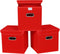 Closet Organizers Fabric Storage Bins with Lids - 3 Pack Collapsible Cube Storage Organizer Basket with Handles (Red)