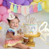 1st Handmade Boho Macaron Theme Birthday High Chair Banner for Baby Girls with Pink First Birthday Cone Hat and One