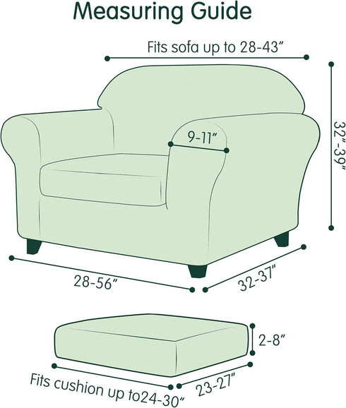 2 1 CHUN YI Piece Velvet Armchair Cover Couch Covers Cushion, Water Resistant Chair Slipcover with Arms, Non Slip High