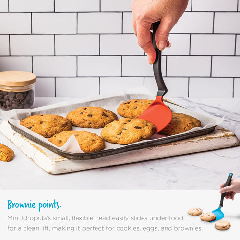 Dreamfarm Mini Chopula, 3-In-1 Flexible Kitchen Spatula for Flipping, Chopping, Serving, Safe for Non-Stick Pans, Red