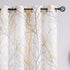 FMFUNCTEX Linen Semi Sheer Curtains - Yellow White 45 Inches Long for Bedroom, Grey Tree Branch Print