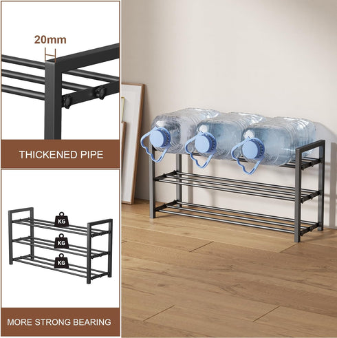 3-Tier Closet Expandable Shoe Rack, Adjustable Shoe Shelf Storage Organizer Heavy Duty Metal Free Standing Shoe Rack