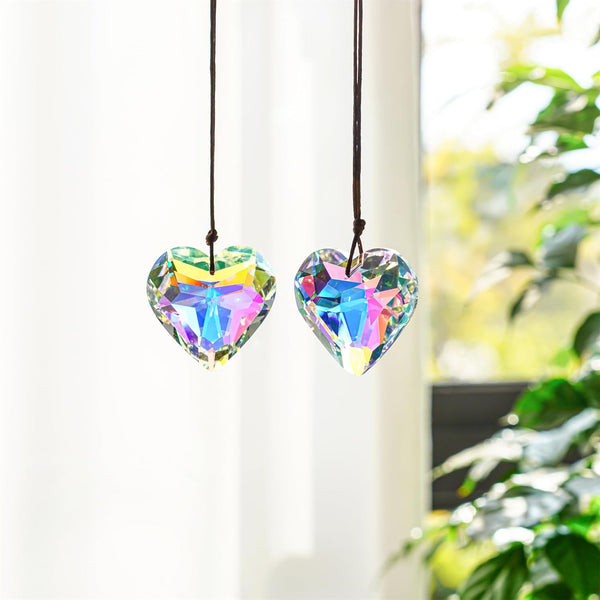 H&D HYALINE & DORA 2PCS 50mm Suncatcher Crystal Heart Prisms Hanging for