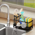 360Auto-Drain Countertop SWTYMIKI Sink Caddy Sponge Holder - Large Sponge Holder for Kitchen Sink with Tray, Rustproof