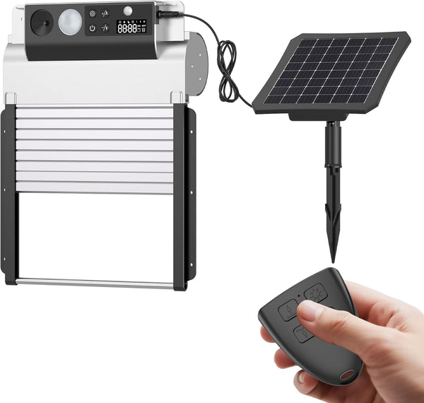 Automatic Chicken Coop Door Solar Powered, LCD Display Automatic Chicken Door with
