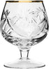 Set of 2 Vintage Hand Made Crystal Glasses, 24K Gold Rim Brandy & Cognac Snifter Old-Fashioned Glassware