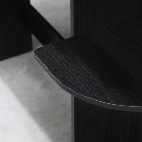 Furinno Compact Computer Desk with Shelves, Round Side, Americano/Black Finish