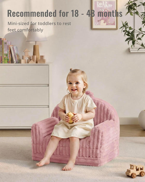2-in-1 Blissful Diary Toddler Couch, Comfy Toddler Chair & Lounger, Soft Flannel Fleece Kids Couch Sofa for Old Girls