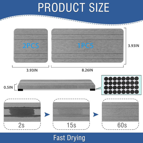 Lyxel 3PCS Countertop Counter Trays,8 4inch 4 4inch Water Absorbing Stone Tray, DryingNeat Diatomite Stone Sink Tray