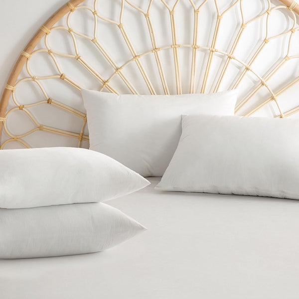 Bamboo Rayon Waterproof Pillow Protector, Breathable Cooling Pillow Case Cover with Zipper, 4 Packs, Queen, White