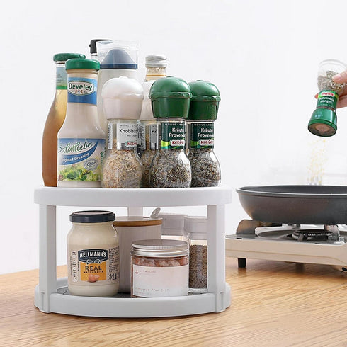 Lazy Susan Organizer, 2 Tier Non Skid Spice Rack Turntable,360 Degree Rotating Seasoning Organizer, 10-Inch Spinning Organizer for Pantry Cabinet, Kitchen, Countertop, Vanity Display Stand by Kozloskyi