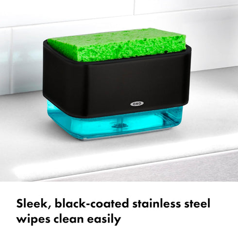 Black Soap Dispensing Sponge Holder by OXO Good Grips - Effortless Cleaning