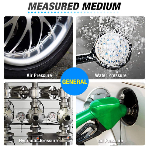 MEANLIN MEASURE Stainless Steel Pressure Cooker Gauge, 0-20Psi 2" Dial Face, Lower Mount Pressure Tank Table