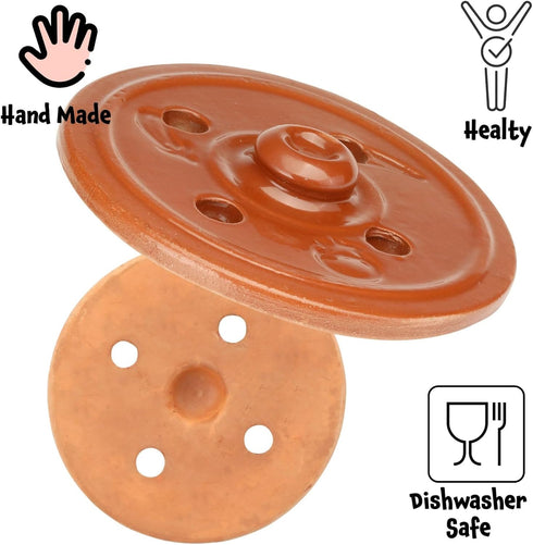 Clay Dolma Pot Lid Cover, Weighted Handcrafted Clay Lid for Dolma Cooking, Small (7.3 inches)