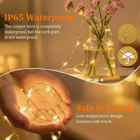 6 Pack 20 6.6 PChero USB Rechargeable Wine Bottle Lights with Cork & Remote Timer, LED ft Fairy String Lights for DIY