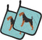 Caroline's Treasures BB3685PTHD Welsh Terrier Checkerboard Blue Pair of Pot Holders, 7 1/2 x 7 1/2